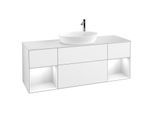 Villeroy und Boch Finion Waschtischunterschrank F981GFGF 160cm, Abdeckplatte white matt, Regale Glossy white lacquer, Glossy white lacquer