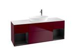 Villeroy und Boch Finion Waschtischunterschrank F981PDHB 160cm, Abdeckplatte white matt, Regale Black matt lacquer, Peony Matt