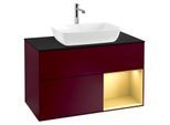 Villeroy und Boch Finion Waschtischunterschrank G782HFHB 100cm, Abdeckplatte black matt, Emotion, Regale Gold matt lacquer, Peony Matt