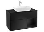 Villeroy und Boch Finion Waschtischunterschrank G782PDPD 100cm, Abdeckplatte black matt, Emotion, Regale Black matt lacquer, Black matt lacquer