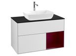 Villeroy und Boch Finion Waschtischunterschrank G782HBMT 100cm, Abdeckplatte black matt, Emotion, Regale Peony matt lacquer, White matt lacquer