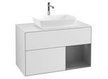 Villeroy und Boch Finion Waschtischunterschrank G781GKMT 100cm, Abdeckplatte white matt, Emotion, Regale Anthracite matt lacquer, White matt lacquer