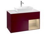 Villeroy und Boch Finion Waschtischunterschrank G781PCHB 100cm, Abdeckplatte white matt, Emotion, Regale Oak Veneer, Peony Matt
