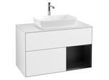 Villeroy und Boch Finion Waschtischunterschrank G781PDGF 100cm, Abdeckplatte white matt, Emotion, Regale Black matt lacquer, Glossy white lacquer