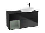 Villeroy und Boch Finion Waschtischunterschrank F922GMPD 120cm, Abdeckplatte black matt, Regale Olive matt lacquer, Black matt lacquer