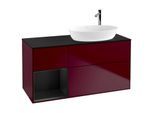 Villeroy und Boch Finion Waschtischunterschrank F922PDHB 120cm, Abdeckplatte black matt, Regale Black matt lacquer, Peony Matt
