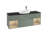 Villeroy und Boch Finion Waschtischunterschrank G982PCGM 160cm, Abdeckplatte black matt, Emotion, Regale Oak Veneer, Olive Matt Lacquer