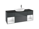 Villeroy und Boch Finion Waschtischunterschrank G982GFHG 160cm, Abdeckplatte black matt, Emotion, Regale Glossy white lacquer, Midnight Blue Matt Lacquer