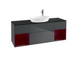 Villeroy und Boch Finion Waschtischunterschrank G982HBHG 160cm, Abdeckplatte black matt, Emotion, Regale Peony matt lacquer, Midnight Blue Matt Lacquer