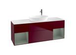 Villeroy und Boch Finion Waschtischunterschrank G981GMHB 160cm, Abdeckplatte white matt, Emotion, Regale Olive matt lacquer, Peony Matt