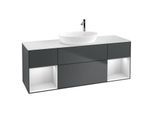 Villeroy und Boch Finion Waschtischunterschrank G981MTHG 160cm, Abdeckplatte white matt, Emotion, Regale White matt lacquer, Midnight Blue Matt Lacquer