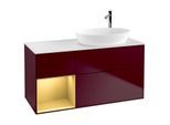 Villeroy und Boch Finion Waschtischunterschrank F921HFHB 120cm, Abdeckplatte white matt, Regale Gold matt lacquer, Peony Matt