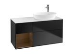 Villeroy und Boch Finion Waschtischunterschrank G921GNPD 120cm, Abdeckplatte white matt, Emotion, Regale Walnut Veneer, Black matt lacquer