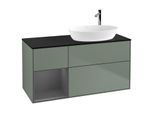 Villeroy und Boch Finion Waschtischunterschrank G922GKGM 120cm, Abdeckplatte black matt, Emotion, Regale Anthracite matt lacquer, Olive Matt Lacquer