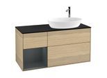 Villeroy und Boch Finion Waschtischunterschrank G922HGPC 120cm, Abdeckplatte black matt, Emotion, Regale Midnight matt lacquer, Oak Veneer