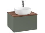 Villeroy und Boch Antao Waschtisch-Unterschrank L29052HL 60x36x50cm, Hahnloch, Waschbeckenplattenfarbe warm walnut, leaf green matt lacquer