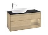 Villeroy und Boch Finion Waschtischunterschrank G932PCPC 120cm, Abdeckplatte black matt, Emotion, Regale Oak Veneer, Oak Veneer