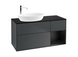 Villeroy und Boch Finion Waschtischunterschrank G932PDHG 120cm, Abdeckplatte black matt, Emotion, Regale Black matt lacquer, Midnight Blue Matt Lacquer