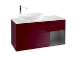 Villeroy und Boch Finion Waschtischunterschrank F931GKHB 120cm, Abdeckplatte white matt, Regale Anthracite matt lacquer, Peony Matt