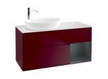 Villeroy und Boch Finion Waschtischunterschrank F931HGHB 120cm, Abdeckplatte white matt, Regale Midnight matt lacquer, Peony Matt