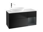 Villeroy und Boch Finion Waschtischunterschrank F931HGPD 120cm, Abdeckplatte white matt, Regale Midnight matt lacquer, Black matt lacquer