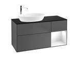 Villeroy und Boch Finion Waschtischunterschrank F932GFGK 120cm, Abdeckplatte black matt, Regale Glossy white lacquer, Anthracite matt