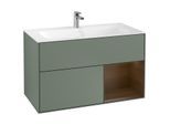 Villeroy und Boch Finion Waschtischunterschrank F040GNGM 99,6x59,1x49,8cm, Regal rechts Walnut veneer, Olive Matt Lacquer