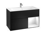 Villeroy und Boch Finion Waschtischunterschrank F040GFPD 99,6x59,1x49,8cm, Regal rechts Glossy white lacquer, Black matt lacquer