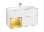 Villeroy und Boch Finion Waschtischunterschrank F030HFGF 99,6x59,1x49,8cm, Regal links Gold matt, Glossy white lacquer