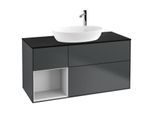 Villeroy und Boch Finion Waschtischunterschrank F942MTHG 120cm, Abdeckplatte black matt, Regale White matt lacquer, Midnight Blue Matt Lacquer