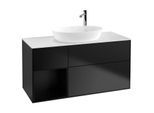 Villeroy und Boch Finion Waschtischunterschrank F941PDPD 120cm, Abdeckplatte white matt, Regale Black matt lacquer, Black matt lacquer