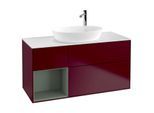 Villeroy und Boch Finion Waschtischunterschrank F941GMHB 120cm, Abdeckplatte white matt, Regale Olive matt lacquer, Peony Matt