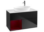 Villeroy und Boch Finion Waschtischunterschrank G891HBPD 100cm, Abdeckplatte white matt, Emotion, Regale Peony matt lacquer, Black matt lacquer