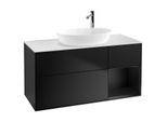Villeroy und Boch Finion Waschtischunterschrank F951PDPD 120cm, Abdeckplatte white matt, Regale Black matt lacquer, Black matt lacquer