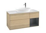Villeroy und Boch Finion Waschtischunterschrank G951HGPC 120cm, Abdeckplatte white matt, Emotion, Regale Midnight matt lacquer, Oak Veneer