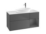 Villeroy und Boch Finion Waschtischunterschrank G951GKGK 120cm, Abdeckplatte white matt, Emotion, Regale Anthracite matt lacquer, Anthracite matt