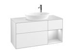 Villeroy und Boch Finion Waschtischunterschrank G951MTGF 120cm, Abdeckplatte white matt, Emotion, Regale White matt lacquer, Glossy white lacquer