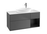 Villeroy und Boch Finion Waschtischunterschrank G951PDGK 120cm, Abdeckplatte white matt, Emotion, Regale Black matt lacquer, Anthracite matt