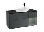 Villeroy und Boch Finion Waschtischunterschrank F952GMHG 120cm, Abdeckplatte black matt, Regale Olive matt lacquer, Midnight Blue Matt Lacquer