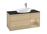 Villeroy und Boch Finion Waschtischunterschrank F952PCPC 120cm, Abdeckplatte black matt, Regale Oak Veneer, Oak Veneer