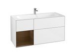 Villeroy und Boch Finion Waschtischunterschrank F060GNGF 119,6x59,1cm, Regal links Walnut veneer, Glossy white lacquer
