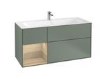 Villeroy und Boch Finion Waschtischunterschrank F060PCGM 119,6x59,1cm, Regal links Oak Veneer, Olive Matt Lacquer