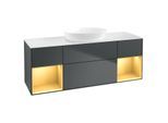 Villeroy und Boch Finion Waschtischunterschrank FD01HFHG 120cm, Abdeckplatte white matt, Regale Gold matt lacquer, Midnight Blue Matt Lacquer