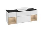Villeroy und Boch Finion Waschtischunterschrank GD02PCMT 120cm, Abdeckplatte black matt, Emotion, Regale Oak Veneer, White matt lacquer