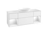 Villeroy und Boch Finion Waschtischunterschrank GD01GFGF 120cm, Abdeckplatte white matt, Emotion, Regale Glossy white lacquer, Glossy white lacquer