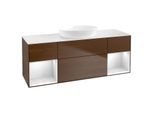 Villeroy und Boch Finion Waschtischunterschrank GD01MTGN 120cm, Abdeckplatte white matt, Emotion, Regale White matt lacquer, Walnut veneer