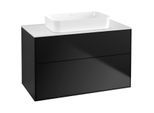 Villeroy und Boch Finion Waschtischunterschrank G64100PD 100x60,3x50,1mm, Wandbeleuchtung, Glass White Matt, Black matt lacquer