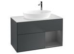 Villeroy und Boch Finion Waschtischunterschrank G901GKHG 100cm, Abdeckplatte white matt, Emotion, Regale Anthracite matt lacquer, Midnight Blue Matt Lacquer