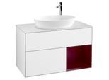 Villeroy und Boch Finion Waschtischunterschrank G901HBGF 100cm, Abdeckplatte white matt, Emotion, Regale Peony matt lacquer, Glossy white lacquer