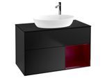 Villeroy und Boch Finion Waschtischunterschrank F902HBPD 100cm, Abdeckplatte black matt, Regale Peony matt lacquer, Black matt lacquer